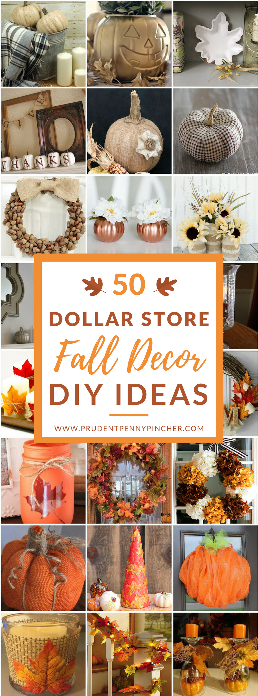 50 Dollar Store Fall Decor DIY Ideas - Prudent Penny Pincher