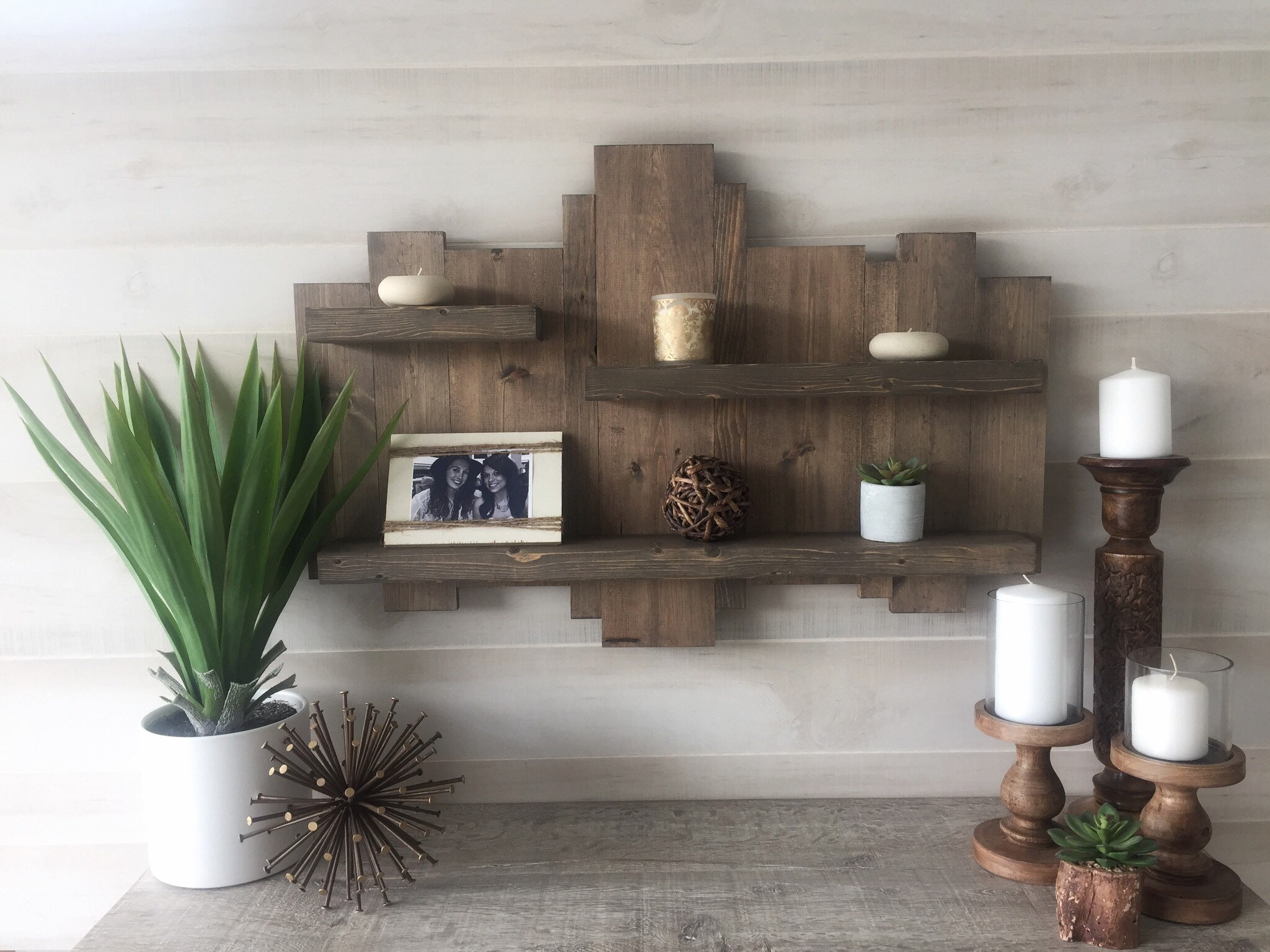 Rustic wall shelf, reclaimed wood wall shelf, pallet shelf, floating