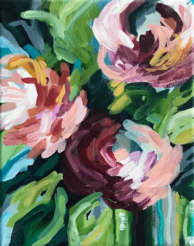 abstract acrylic painting for beginners flowers