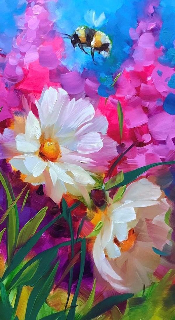 acrylic easy flower painting ideas for beginners