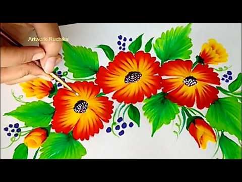 acrylic one stroke painting flowers for beginners