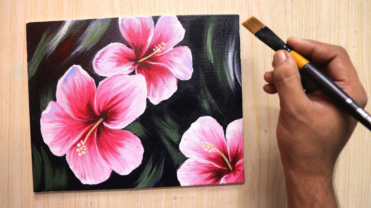 easy acrylic painting for beginners flowers