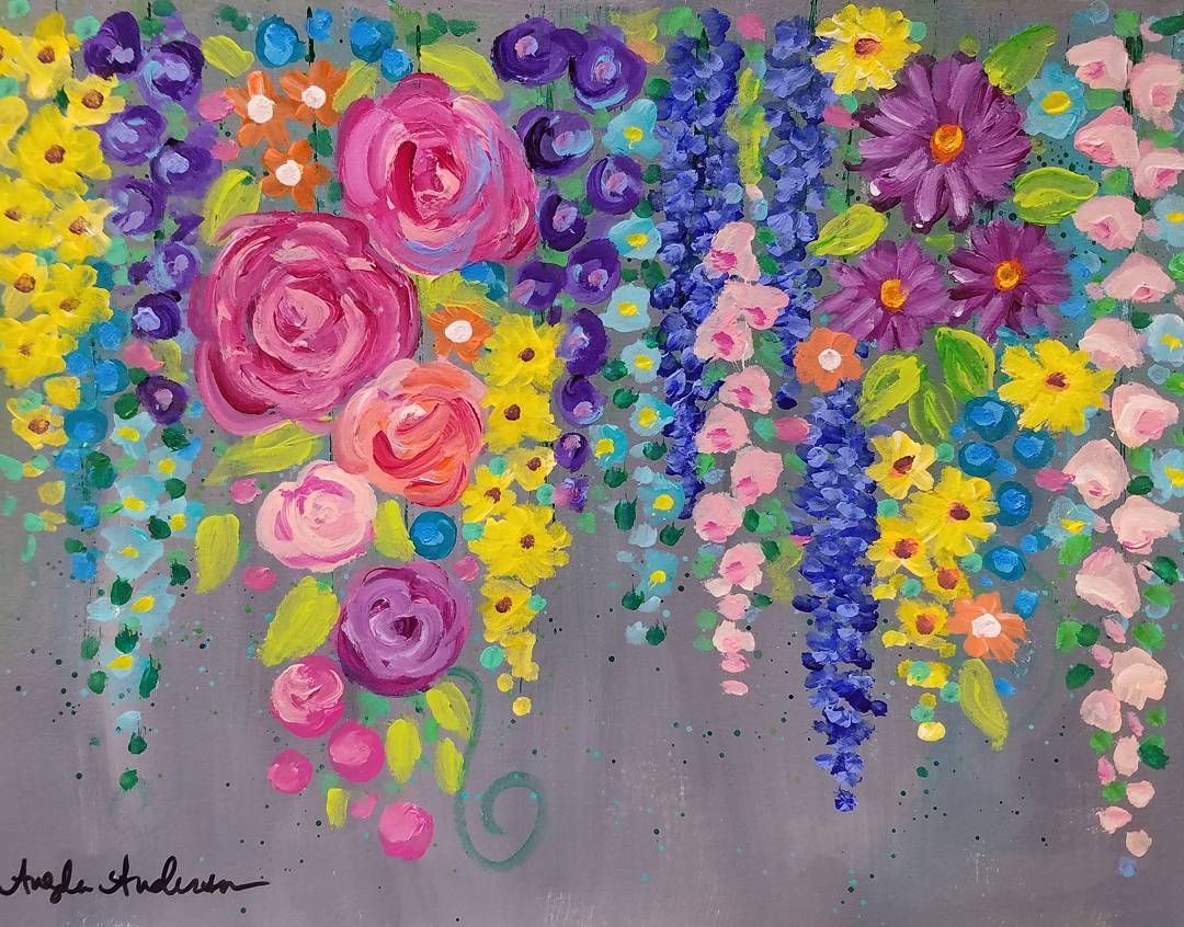 easy acrylic painting images of flowers
