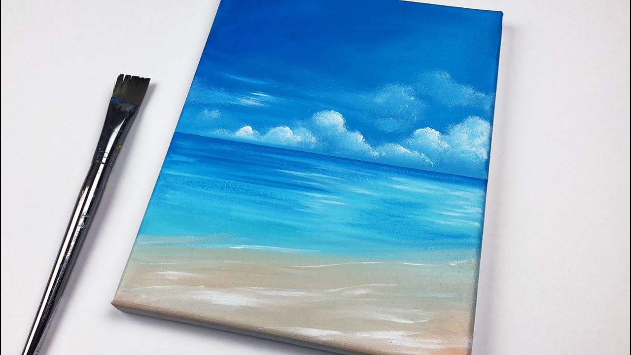 easy beach acrylic painting tutorial