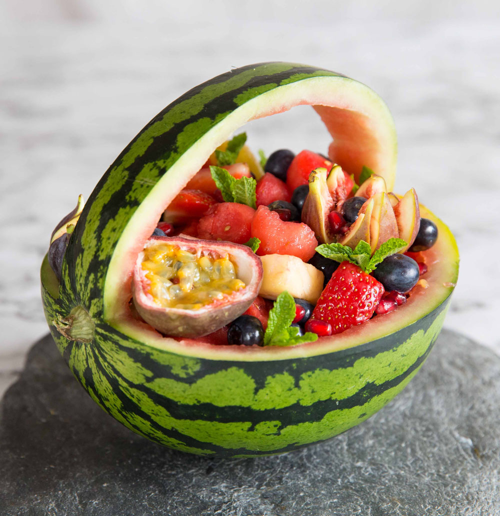how to make tasty watermelon basket fruits salad