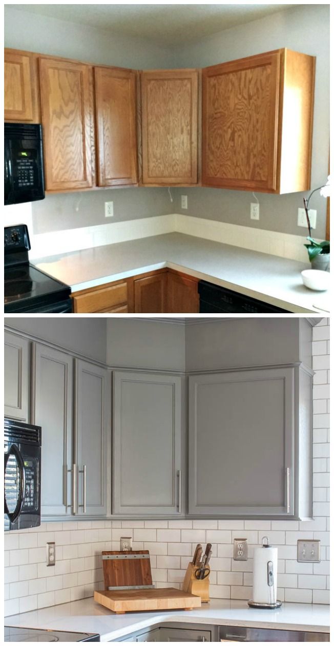 painting cabinets grey before and after